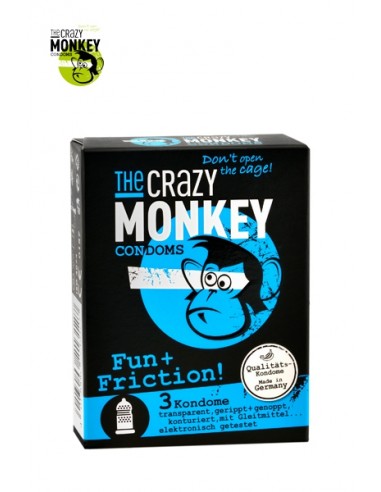 3 Préservatifs Crazy Monkey Fun & Friction