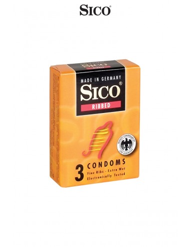 3 préservatifs Sico RIBBED