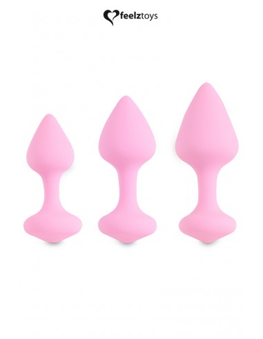 Coffret 3 plugs anal Bibi - rose