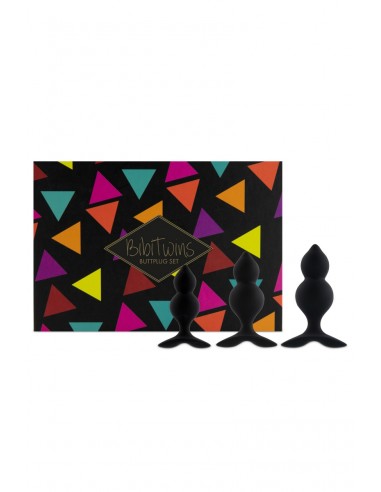 Coffret 3 plugs anal Bibi Twin - noir