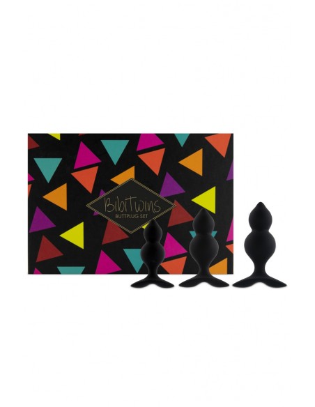 Coffret 3 plugs anal Bibi Twin - noir