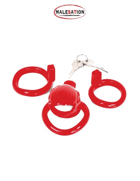 Cage de chasteté ABS rouge - Malesation