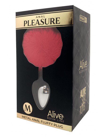Plug métal Fluffy M rouge - Alive