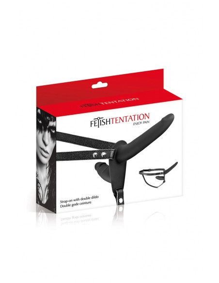 Doppelter schwarzer Strap-on - Fetish Tentation