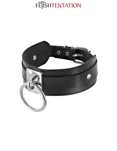 Collier BDSM large avec anneau -...