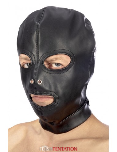 Cagoule BDSM 3 ouvertures en simili...