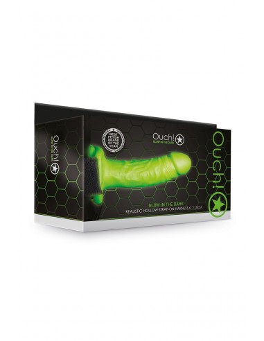 Gode-ceinture creux phosphorescent  18cm - Ouch