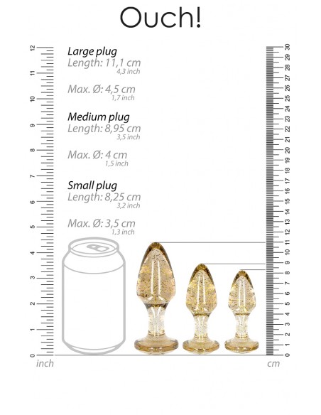 Set mit 3 goldenen Pailletten-Acryl-Plugs – Autsch!