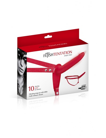 Fetish Tentation vibrierender roter Umschnalldildo