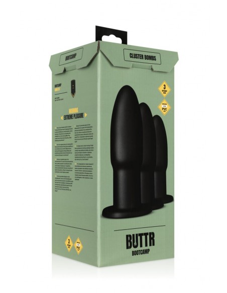 Kit entrainement anal 3 plugs Cluster Bombs - Buttr