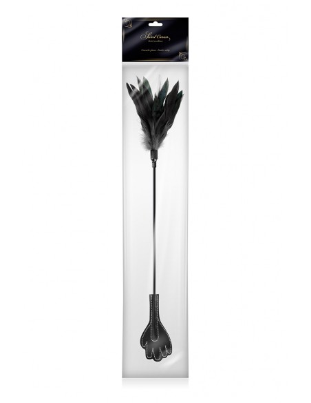 Mini cravache main avec plumes noires - Sweet Caress