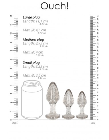 Set aus 3 silberfarbenen Acryl-Plugs...