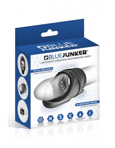 Automatisch vibrierender Masturbator mit Rillen – Blue Junker