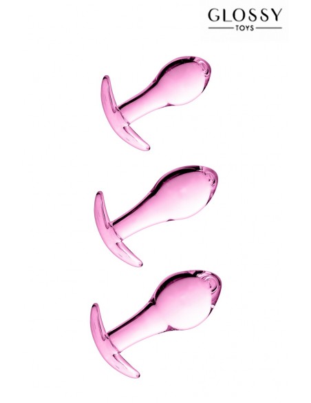 Set de 3 plugs anales de vidrio Glossy Toys n° 17 Rosa
