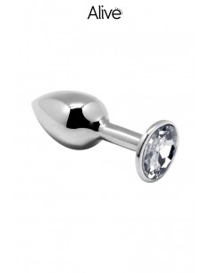 Plug métal bijou transparent L - Alive