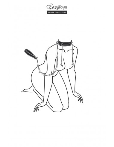 Collier cuir avec chaînes de seins -...