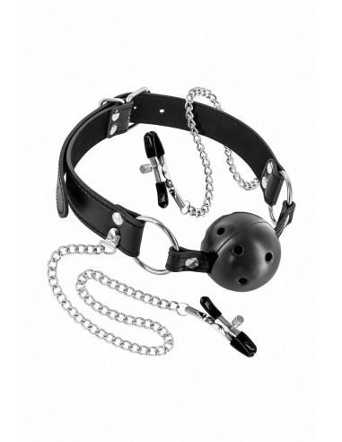 Baillon boule rigide et pinces à seins