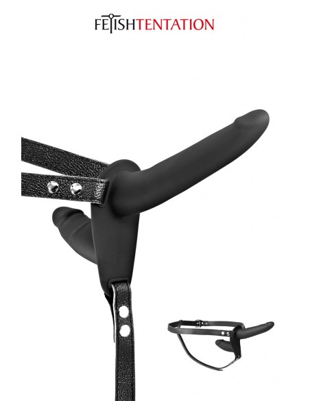 Doppelter schwarzer Strap-on - Fetish Tentation