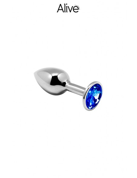 Blauer, juwelenbesetzter Metallstecker S - Alive