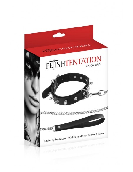 Collier à pointes & laisse - Fetish Tentation
