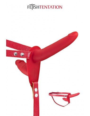 Doppelter roter Umschnalldildo -...