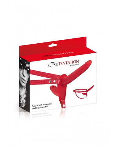 Doppelter roter Umschnalldildo -...