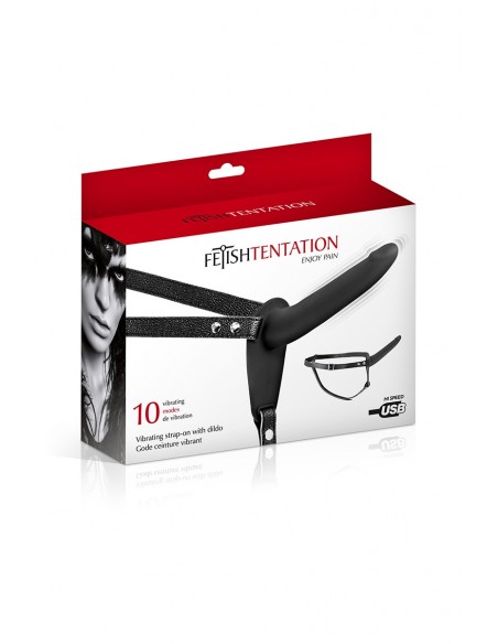 Fetish Tentation vibrador consolador negro con correa