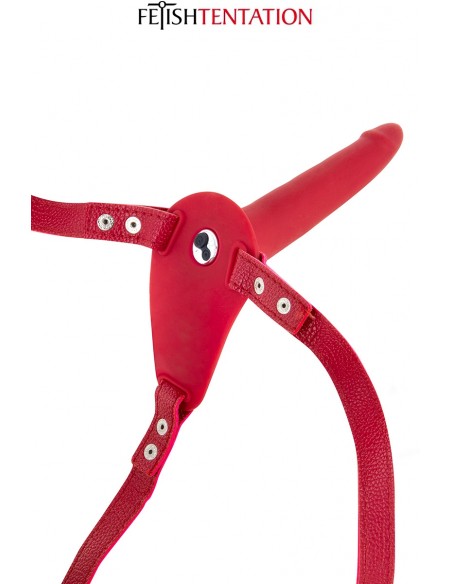 Fetish Tentation vibrierender roter Umschnalldildo