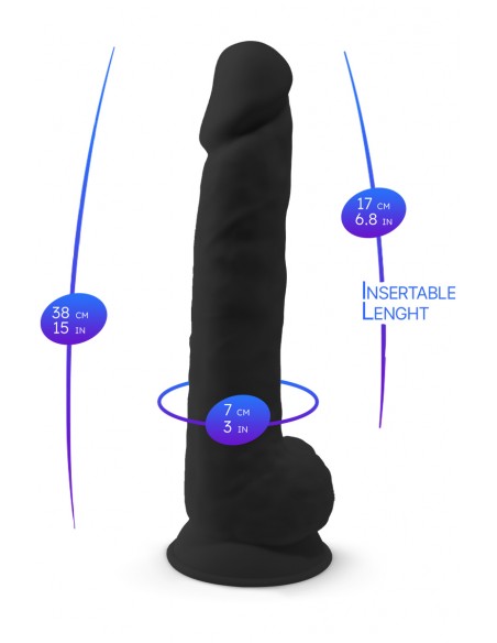 Doppeldichter XXL-Dildo Schwarz 38 x 7 cm - SilexD
