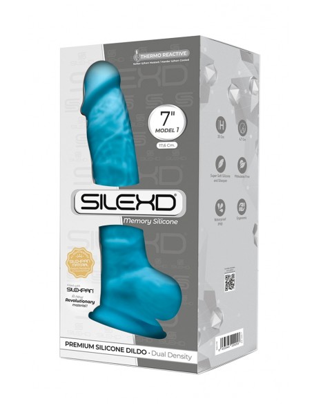 Dildo doble densidad azul 17,5 cm - SilexD
